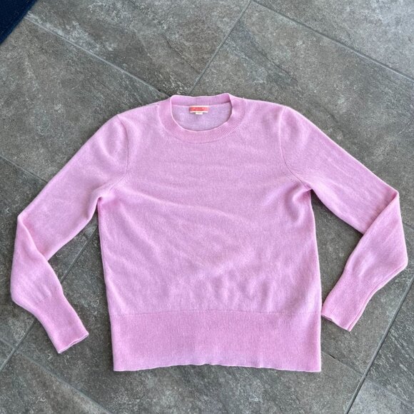 J. Crew 100% Cashmere Classic Fit Crewneck Sweater Size Medium Pink Crisp - Picture 2 of 13